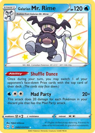 POKEMON TCG - Galarian Mr. Rime SV021/SV122 Shining Fates Shiny Vault - Shiny Holo Rare