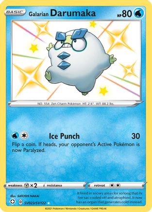 POKEMON TCG - Galarian Darumaka SV023/SV122 Shining Fates Shiny Vault - Shiny Holo Rare