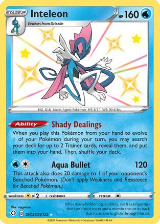 POKEMON TCG - Inteleon SV027/SV122 Shining Fates Shiny Vault - Shiny Holo Rare