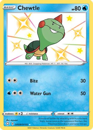 POKEMON TCG - Chewtle SV028/SV122 Shining Fates Shiny Vault - Shiny Holo Rare