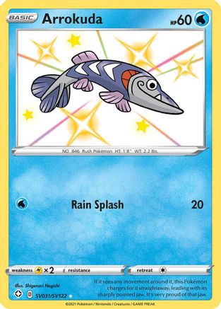 POKEMON TCG - Arrokuda SV031/SV122 Shining Fates Shiny Vault - Shiny Holo Rare