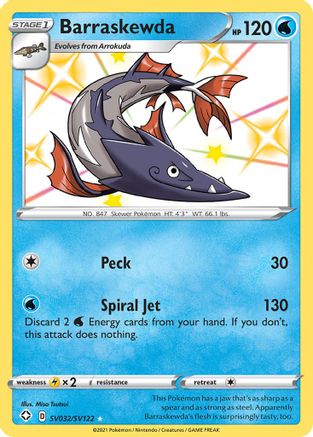 POKEMON TCG - Barraskewda SV032/SV122 Shining Fates Shiny Vault - Shiny Holo Rare