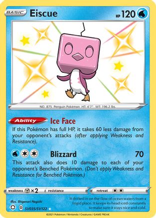POKEMON TCG - Eiscue SV035/SV122 Shining Fates Shiny Vault - Shiny Holo Rare