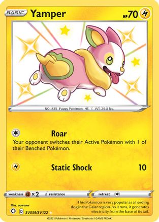POKEMON TCG - Yamper SV039/SV122 Shining Fates Shiny Vault - Shiny Holo Rare