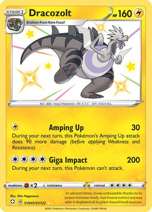 POKEMON TCG - Dracozolt SV045/SV122 Shining Fates Shiny Vault - Shiny Holo Rare