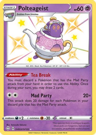 POKEMON TCG - Polteageist SV053/SV122 Shining Fates Shiny Vault - Shiny Holo Rare