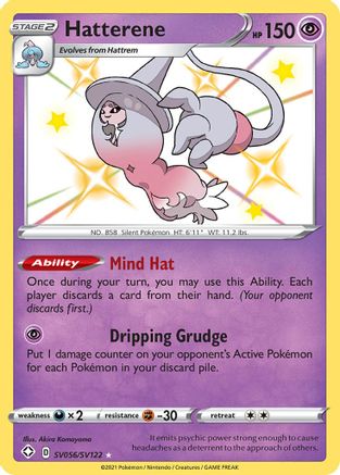 POKEMON TCG - Hatterene SV056/SV122 Shining Fates Shiny Vault - Shiny Holo Rare