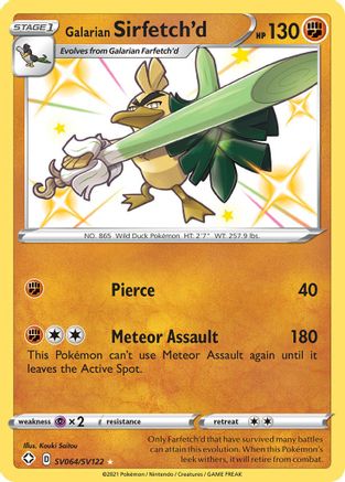 POKEMON TCG - Galarian Sirfetch'd SV064/SV122 Shining Fates Shiny Vault - Shiny Holo Rare