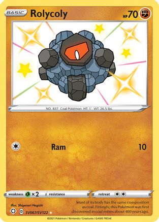 POKEMON TCG - Rolycoly SV067/SV122 Shining Fates Shiny Vault - Shiny Holo Rare