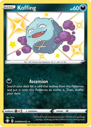 POKEMON TCG - Koffing SV076/SV122 Shining Fates Shiny Vault - Shiny Holo Rare