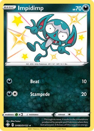 POKEMON TCG - Impidimp SV083/SV122 Shining Fates Shiny Vault - Shiny Holo Rare