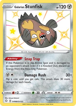 POKEMON TCG - Galarian Stunfisk SV088/SV122 Shining Fates Shiny Vault - Shiny Holo Rare