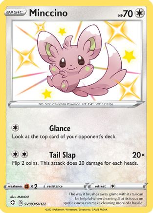POKEMON TCG - Minccino SV093/SV122 Shining Fates Shiny Vault - Shiny Holo Rare