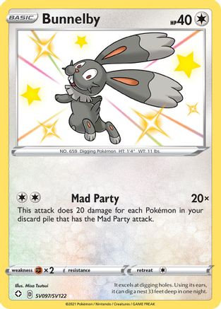 POKEMON TCG - Bunnelby SV097/SV122 Shining Fates Shiny Vault - Shiny Holo Rare