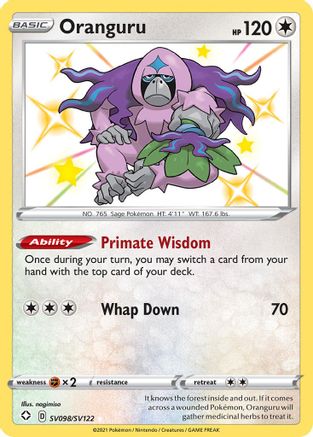 POKEMON TCG - Oranguru SV098/SV122 Shining Fates Shiny Vault - Shiny Holo Rare