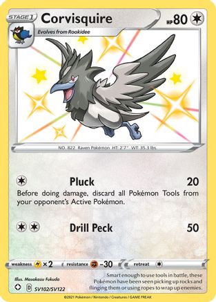 POKEMON TCG - Corvisquire SV102/SV122 Shining Fates Shiny Vault - Shiny Holo Rare