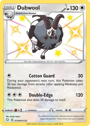 POKEMON TCG - Dubwool SV104/SV122 Shining Fates Shiny Vault - Shiny Holo Rare
