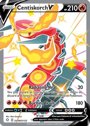 POKEMON TCG - Centiskorch V SV108/SV122 Shining Fates Shiny Vault - Shiny Holo Rare