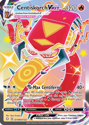 POKEMON TCG - Centiskorch VMAX SV109/SV122 Shining Fates Shiny Vault - Shiny Holo Rare