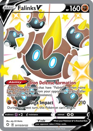 POKEMON TCG - Falinks V SV115/SV122 Shining Fates Shiny Vault - Shiny Holo Rare