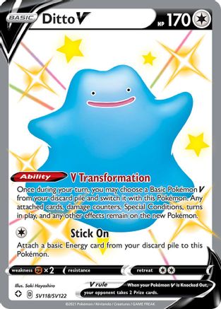 POKEMON TCG - Ditto V SV118/SV122 Shining Fates Shiny Vault - Shiny Holo Rare