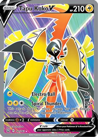 POKEMON TCG - Tapu Koko V (Full Art) 147/163 SWSH05 Battle Styles - Ultra Rare
