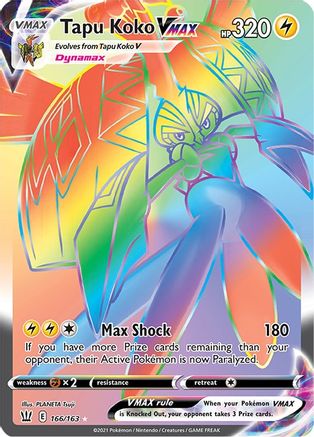 POKEMON TCG - Tapu Koko VMAX (Secret) 166/163 SWSH05 Battle Styles - Secret Rare