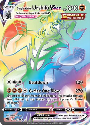 POKEMON TCG - Single Strike Urshifu VMAX (Secret) 167/163 SWSH05 Battle Styles - Secret Rare