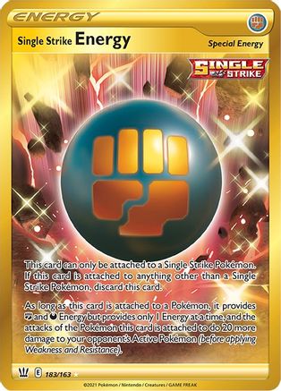 POKEMON TCG - Single Strike Energy (Secret) 183/163 SWSH05 Battle Styles - Secret Rare