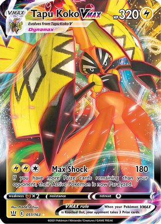 POKEMON TCG - Tapu Koko VMAX 051/163 SWSH05 Battle Styles - Ultra Rare