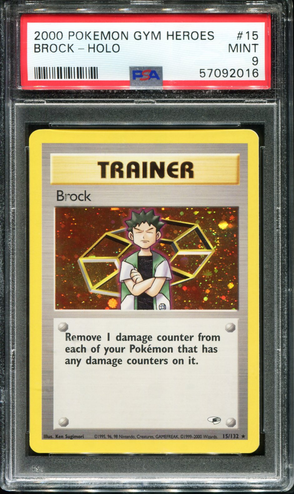 BROCK HOLO 15/132 PSA 9 GYM HEROES POKEMON