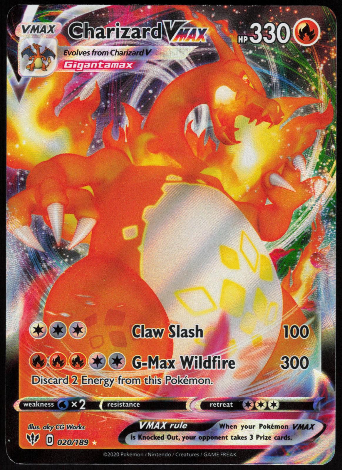 CHARIZARD VMAX 020/189 DARKNESS ABLAZE POKEMON VMAX RARE HOLO LP