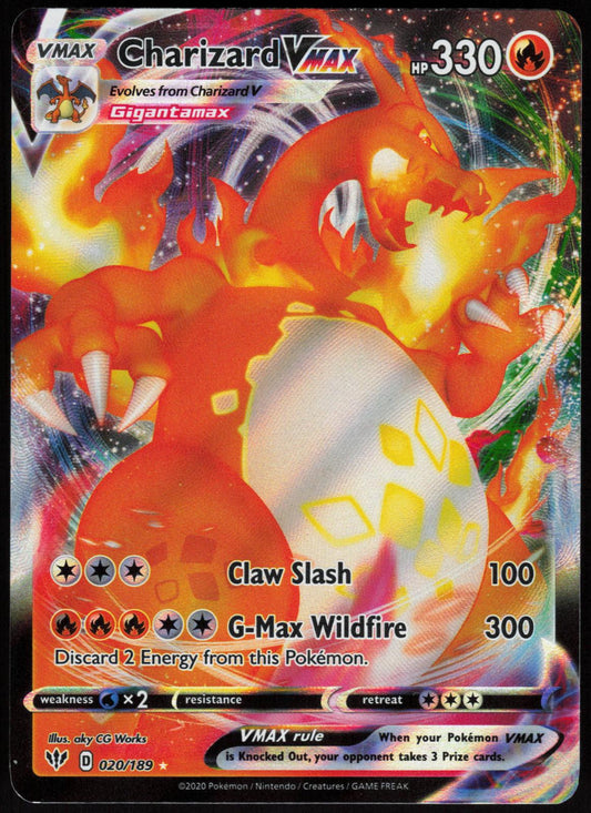 CHARIZARD VMAX 020/189 DARKNESS ABLAZE POKEMON VMAX RARE HOLO LP