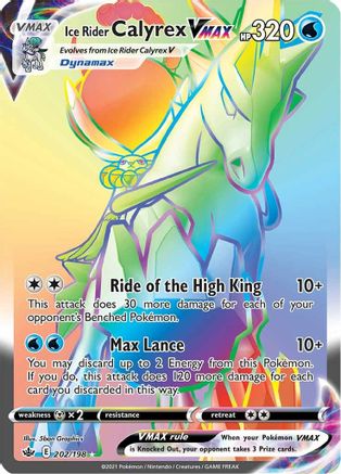 POKEMON TCG - Ice Rider Calyrex VMAX (Secret) 202/198 SWSH06 Chilling Reign - Secret Rare