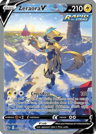 POKEMON TCG - Zeraora V (Alternate Full Art) 166/198 SWSH06 Chilling Reign - Ultra Rare