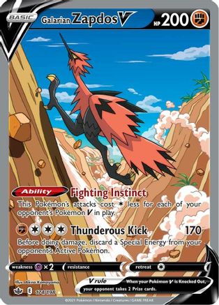 POKEMON TCG - Galarian Zapdos V (Alternate Full Art) 174/198 SWSH06 Chilling Reign - Ultra Rare