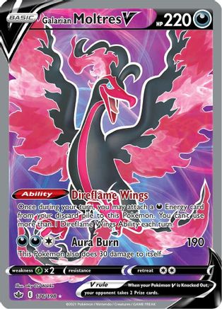 POKEMON TCG - Galarian Moltres V (Full Art) 176/198 SWSH06 Chilling Reign - Ultra Rare