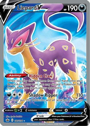 POKEMON TCG - Liepard V (Full Art) 180/198 SWSH06 Chilling Reign - Ultra Rare