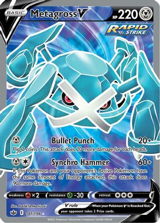POKEMON TCG - Metagross V (Full Art) 181/198 SWSH06 Chilling Reign - Ultra Rare