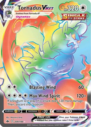 POKEMON TCG - Tornadus VMAX (Secret) 209/198 SWSH06 Chilling Reign - Secret Rare