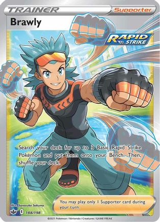 POKEMON TCG - Brawly (Full Art) 188/198 SWSH06 Chilling Reign - Ultra Rare