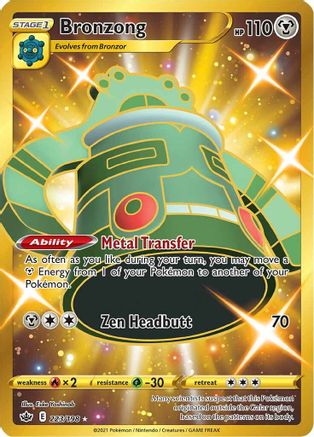 POKEMON TCG - Bronzong (Secret) 223/198 SWSH06 Chilling Reign - Secret Rare