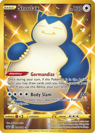 POKEMON TCG - Snorlax (Secret) 224/198 SWSH06 Chilling Reign - Secret Rare
