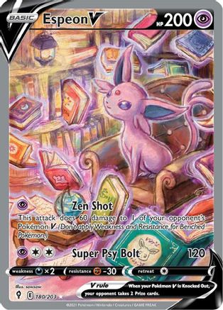 POKEMON TCG - Espeon V (Alternate Full Art) 180/203 SWSH07 Evolving Skies - Ultra Rare