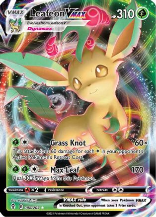 POKEMON TCG - Leafeon VMAX 008/203 SWSH07 Evolving Skies - Ultra Rare