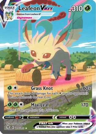 POKEMON TCG - Leafeon VMAX (Alternate Art Secret) 205/203 SWSH07 Evolving Skies - Secret Rare