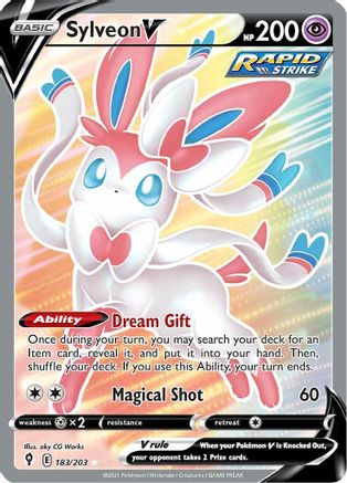 POKEMON TCG - Sylveon V (Full Art) 183/203 SWSH07 Evolving Skies - Ultra Rare