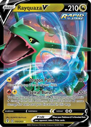 POKEMON TCG - Rayquaza V 110/203 SWSH07 Evolving Skies - Ultra Rare