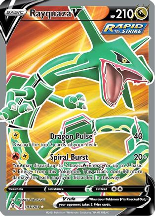 POKEMON TCG - Rayquaza V (Full Art) 193/203 SWSH07 Evolving Skies - Ultra Rare