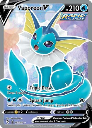 POKEMON TCG - Vaporeon V (Full Art) 172/203 SWSH07 Evolving Skies - Ultra Rare
